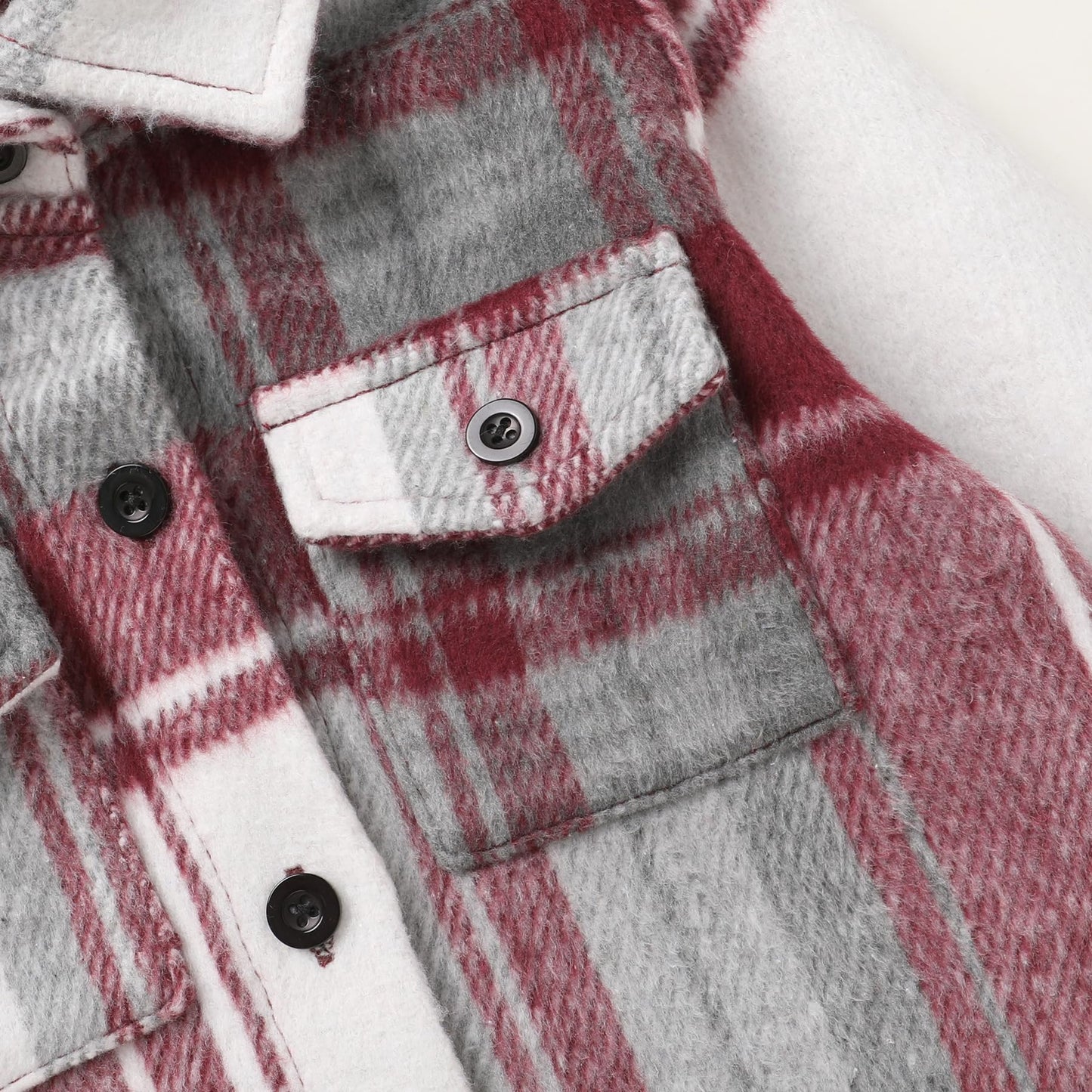 YOUNGER STAR Toddler KidsBaby Boys Hooded Plaid Shirt Classical Shirt Hooded Jacket Fall Winter Clothes (Wine red gray large grid, 3-4T)