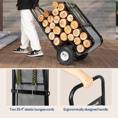 VIVOHOME 8ft Heavy Duty Indoor Outdoor Firewood Storage Log Rack Combo Firewood Log Cart Carrier
