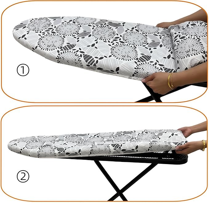 Ironing Board Cover and Pad, Sewn-in Thick Feltpads, Elastic Edge, Fits