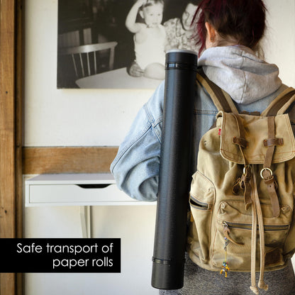 OfficeTree Art Tube Storage Black A0 - Poster Carrier for Transport and Storage - Drawing Tube - Adjustable Length and Carry Strap - Storage Tubes
