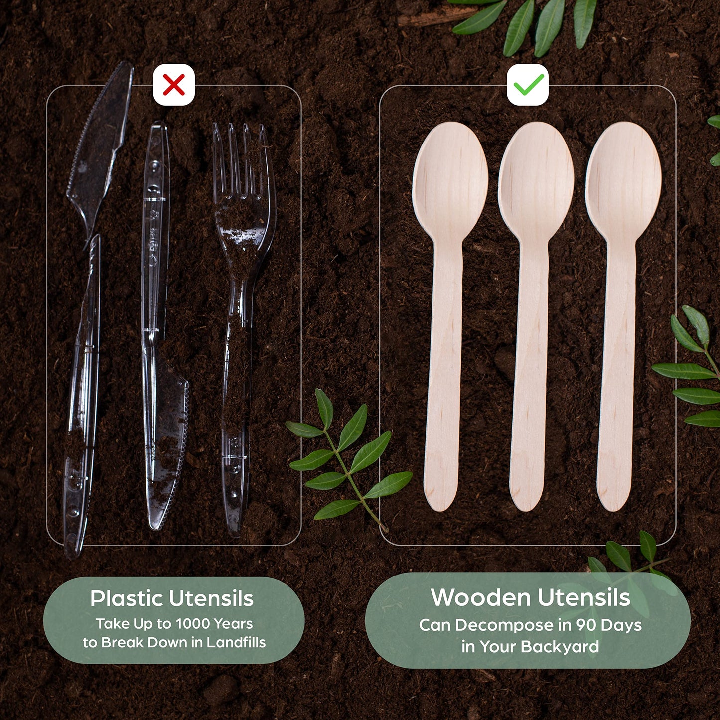 PURPLECLAY Disposable Wooden Spoons for Eating – 300 Pack Wooden Disposable Spoon, FSC Certified Wood Small Compostable Spoons, Biodegradable Wood Cutlery, Plastic-Free Utensils for Parties in Bulk