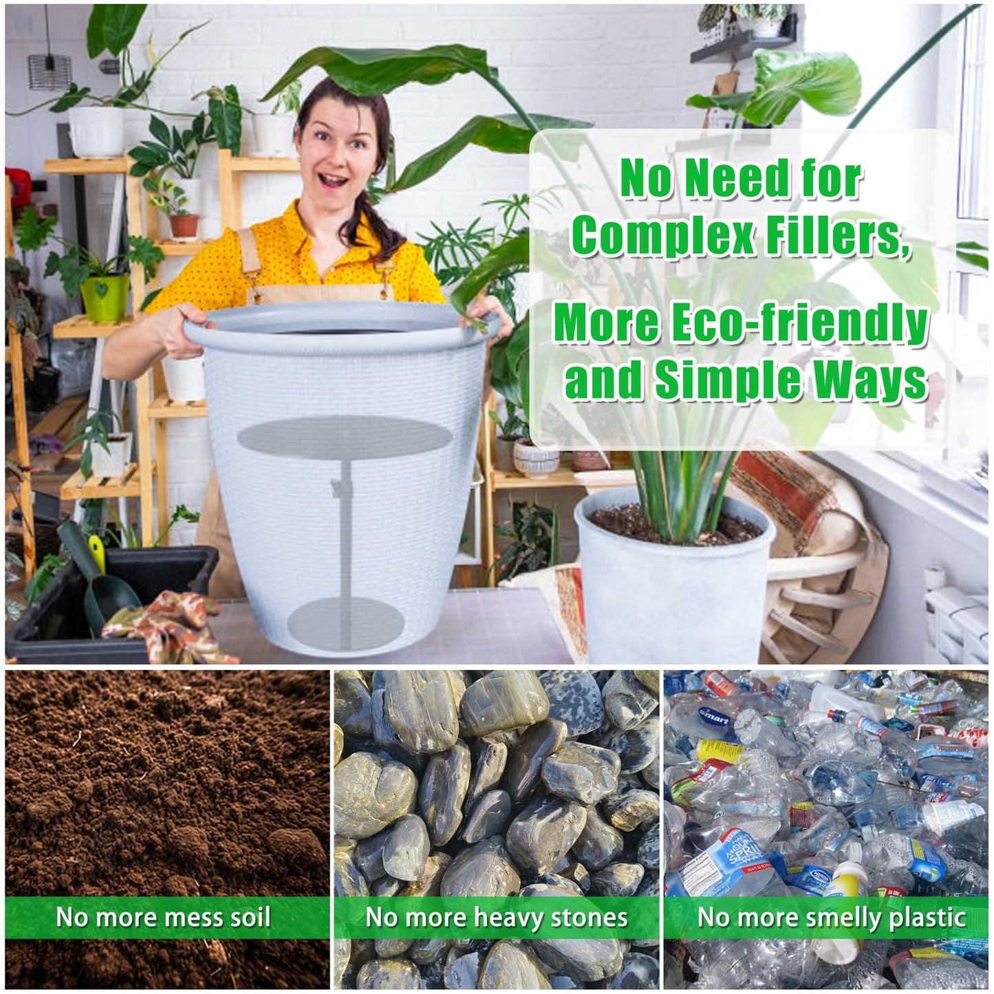 Adjustable Plant Risers for Inside Pots, 11-20" Rise Planter Insert Filler for Large Pots, Plant Lift Inserts Pot Risers for Indoor Outdoor Tall Taper Planter Container (6" 8" 10" Base Top, Set of 1)