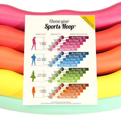 Sports Hoop Weighted Hula Hoop, ACU Hoop 5L - 4.9 lb Large, Weight Loss Fitness Workout with ridges. (Rainbow Colors)