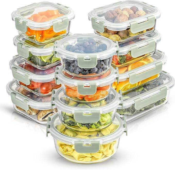JoyJolt 24pc Borosilicate Glass Storage Containers