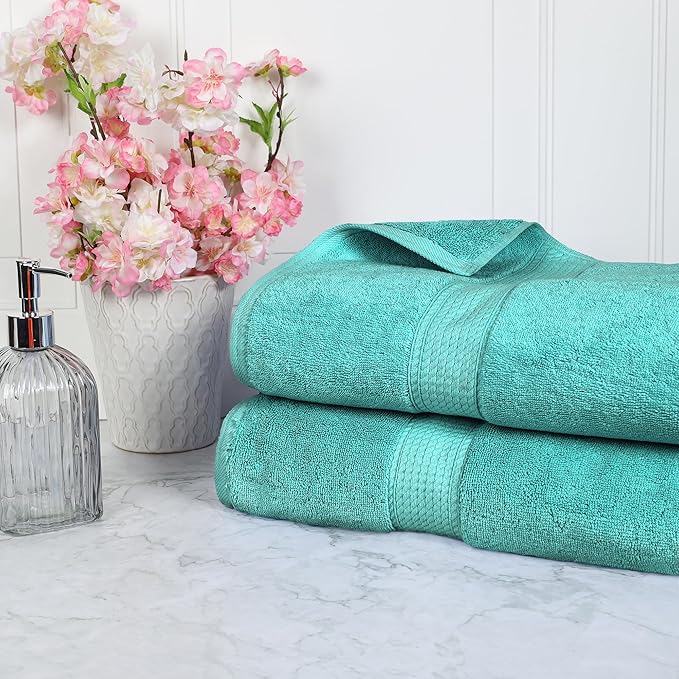 SUPERIOR Egyptian Cotton Pile Bath Sheet Set of 2, Ultra Soft Luxury Towels