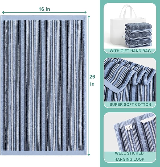 Kitchen Dish Towels for Drying Dishes, Large Cotton Kitchen Towels, Stripped
