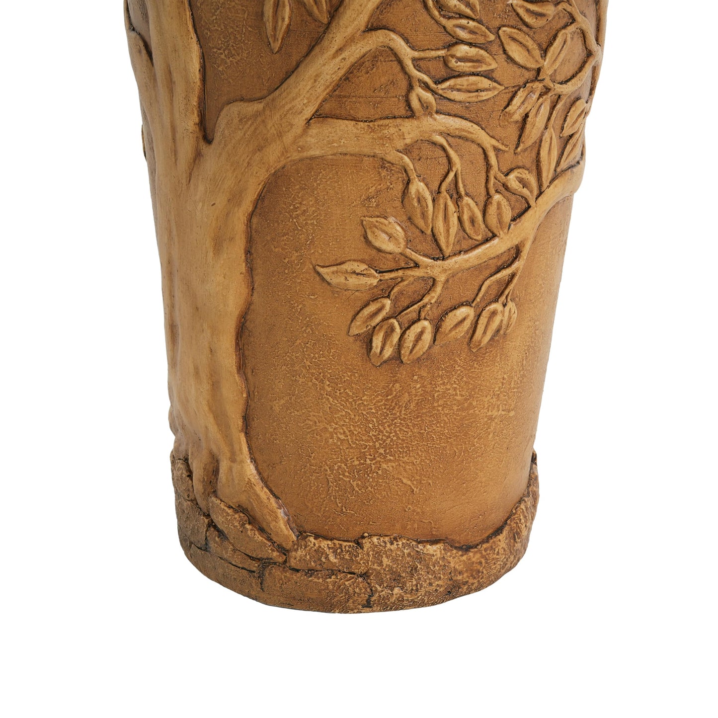 Merax 25.2" Tall MGO Planter, Antique Bronze Tree Embossed Indoor Outdoor Plant Pot, Cylindrical Weather-Resistant Large Planter with Drainage Hole for Trees, Shrubs, Patio Decor, Antique Bronze