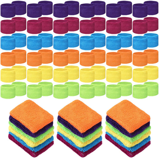 Lounsweer 72 Pcs Sweatbands for Kids Summer Camps, Sports Teams, Gym and Party Favors (Colorful)