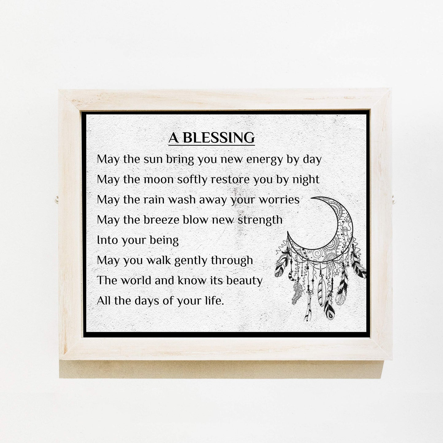AMERICAN LUXURY GIFTS A Blessing Inspirational Wall Art 8x10 Unframed – Spiritual Quote Print with Moon Dreamcatcher Design – Boho Bedroom Decor, Meditation Room, Living Room, Thoughtful Gift Poster