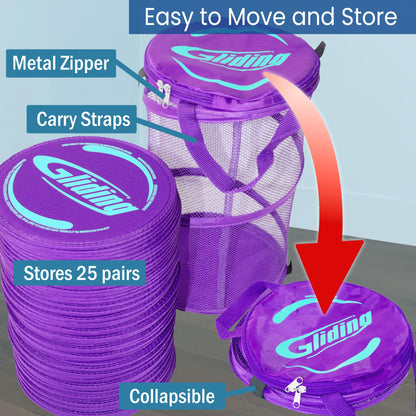 Gliding Exercise Discs: Club Pack for Hardwood Floors (25 Pair, Purple) Workout Sliders in Bulk