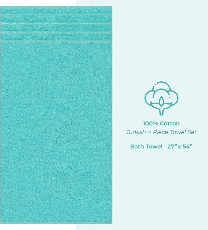American Soft Linen Luxury 4 Piece Bath Towel Set, 600 GSM 100% Cotton Turkish