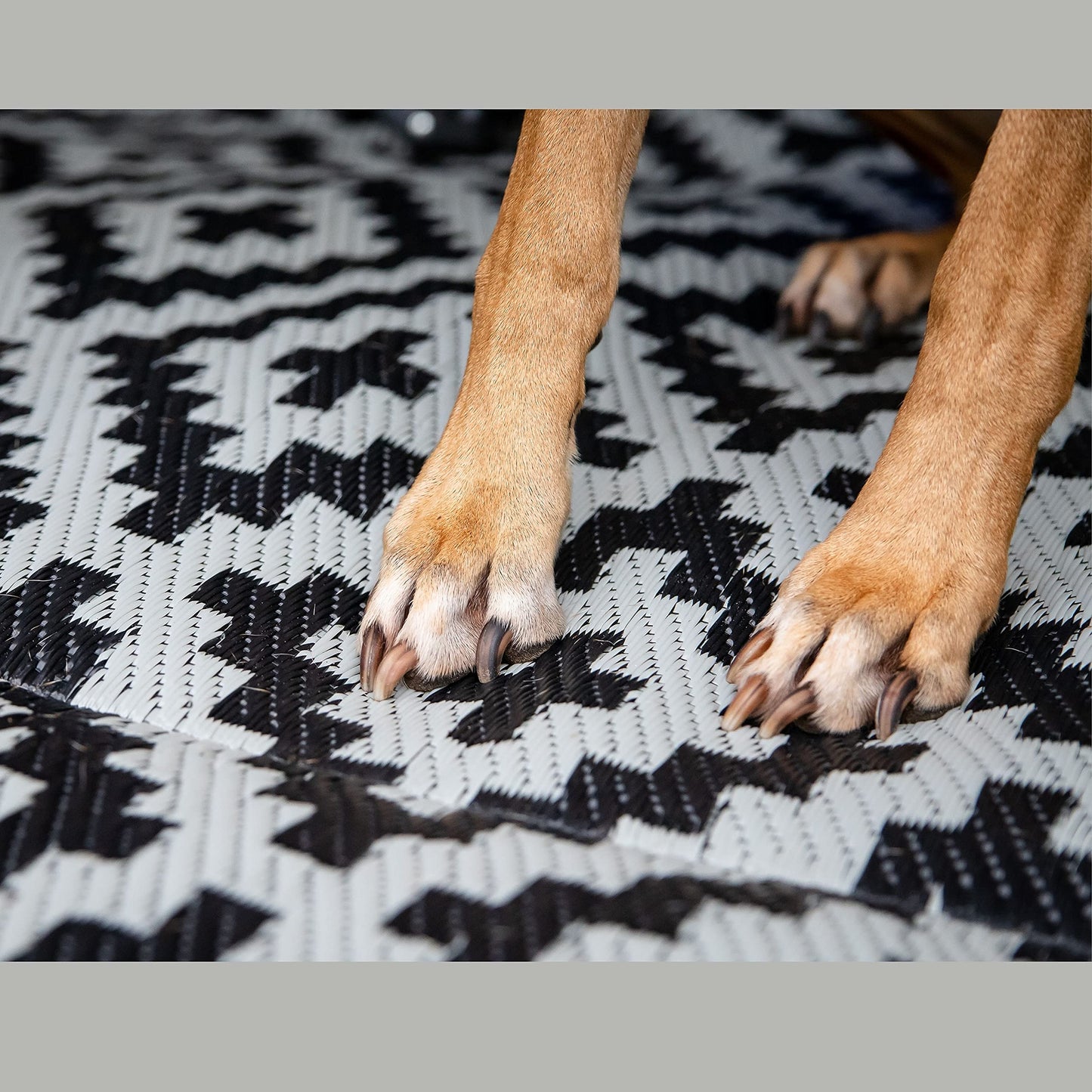 Mountain Mat Premium Plastic Outdoor Rug – Size 8' x 12' – Sand-Free Made from 100% Recycled Plastic – for Campsites, Tents, RVs, Campers, and Patios – with Durable Carry Bag and Grommets (Black)