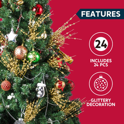 Joiedomi 24 Pcs Christmas Tree Berry Stem (Gold), Decorative Bead Sticks, Glittery Twigs, Picks, Branches for Christmas Tree, Small Vase, Holiday, Wedding, Party (17 Inches, Gold)