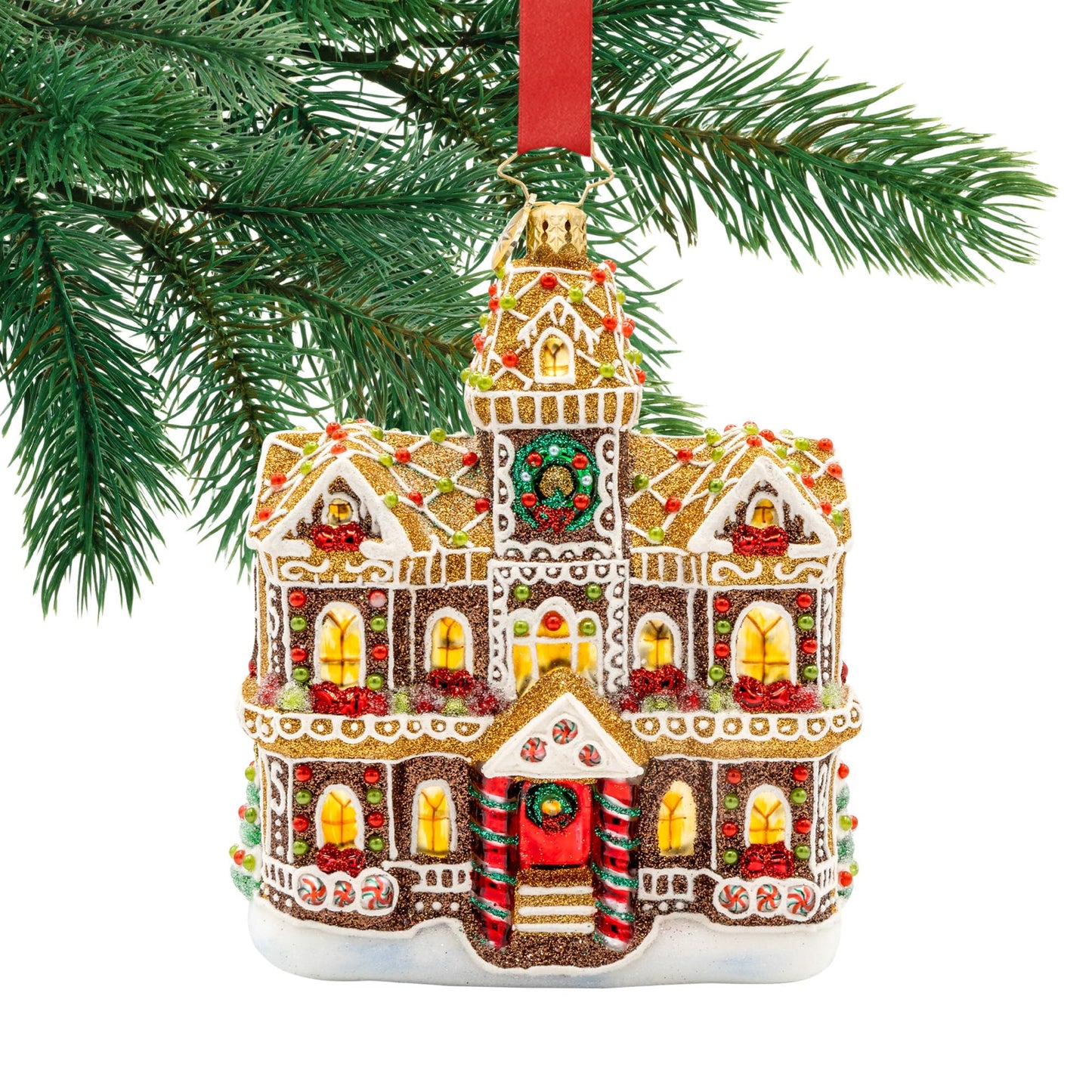 Christopher Radko Hand-Crafted European Glass Christmas Tree Decorative Ornament, Gingerbread Manor