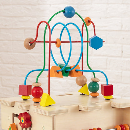 KidKraft Deluxe 5-Sided Wooden Activity Cube for Toddlers and Young Children, Activity Center for 1 Year Old with Bead Maze and Alphabet Letters, Educational Toys for Kids, 63298