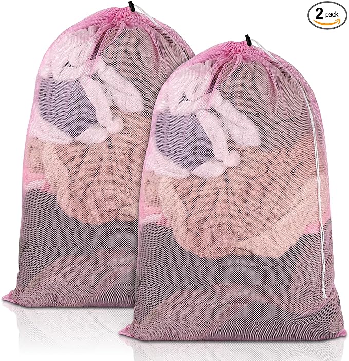 2 Pack Mesh Laundry Bags, 23 x 34 Inches Heavy Duty Mesh Laundry Bag, Large