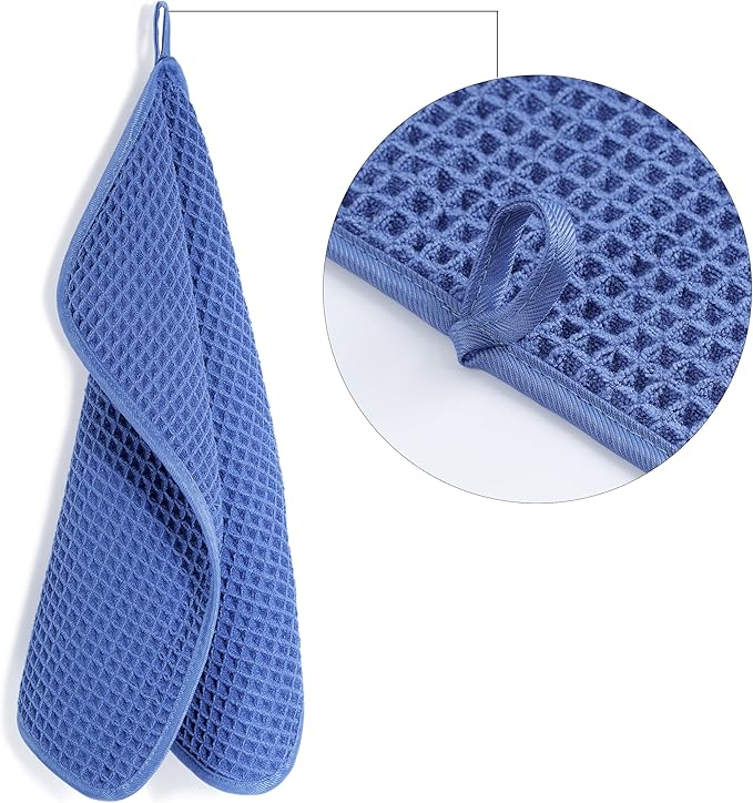 POLYTE 430 GSM Microfiber Lint Free Washcloth Face Towel, 13 x 13 in, 4 Pack