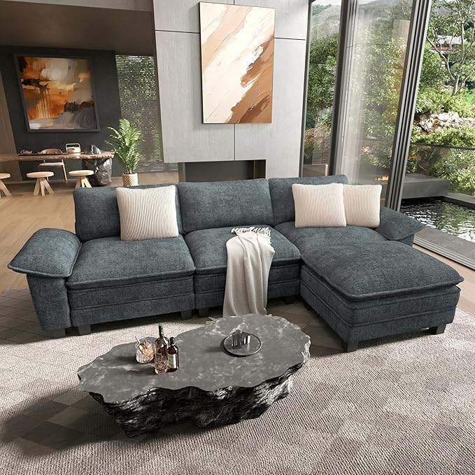 HERA'S HOUSE 124" Modular Sectional Sofa, Oversized L Shaped Couches