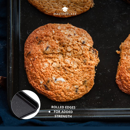 MasterClass Small Baking Tray, Scratch Resistant Vitreous Enamel and Induction Safe, 1 mm Thick Steel, 24 x 18 cm, Black
