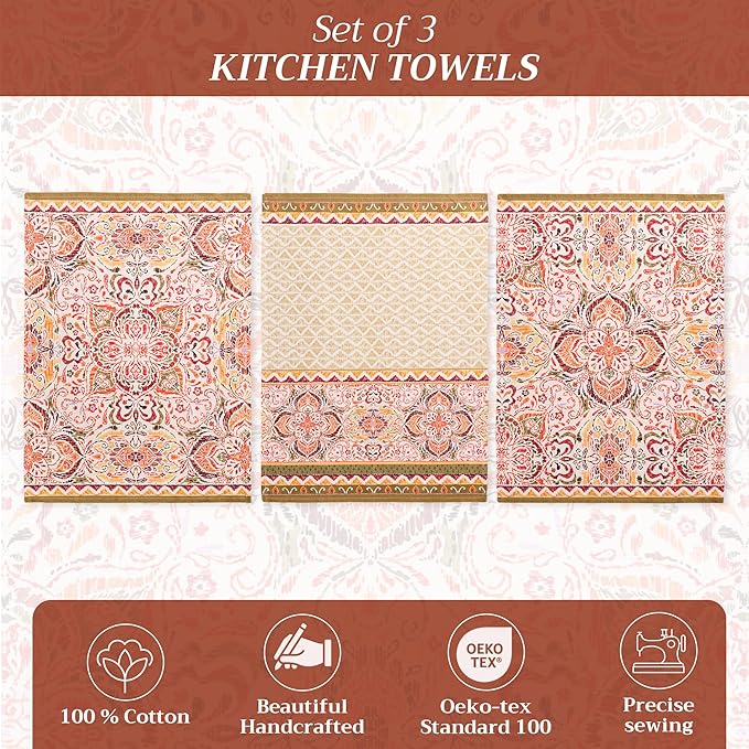 Maison d' Hermine Kitchen Towels Set of 3 100% Cotton 20" x 27.5" Reusable