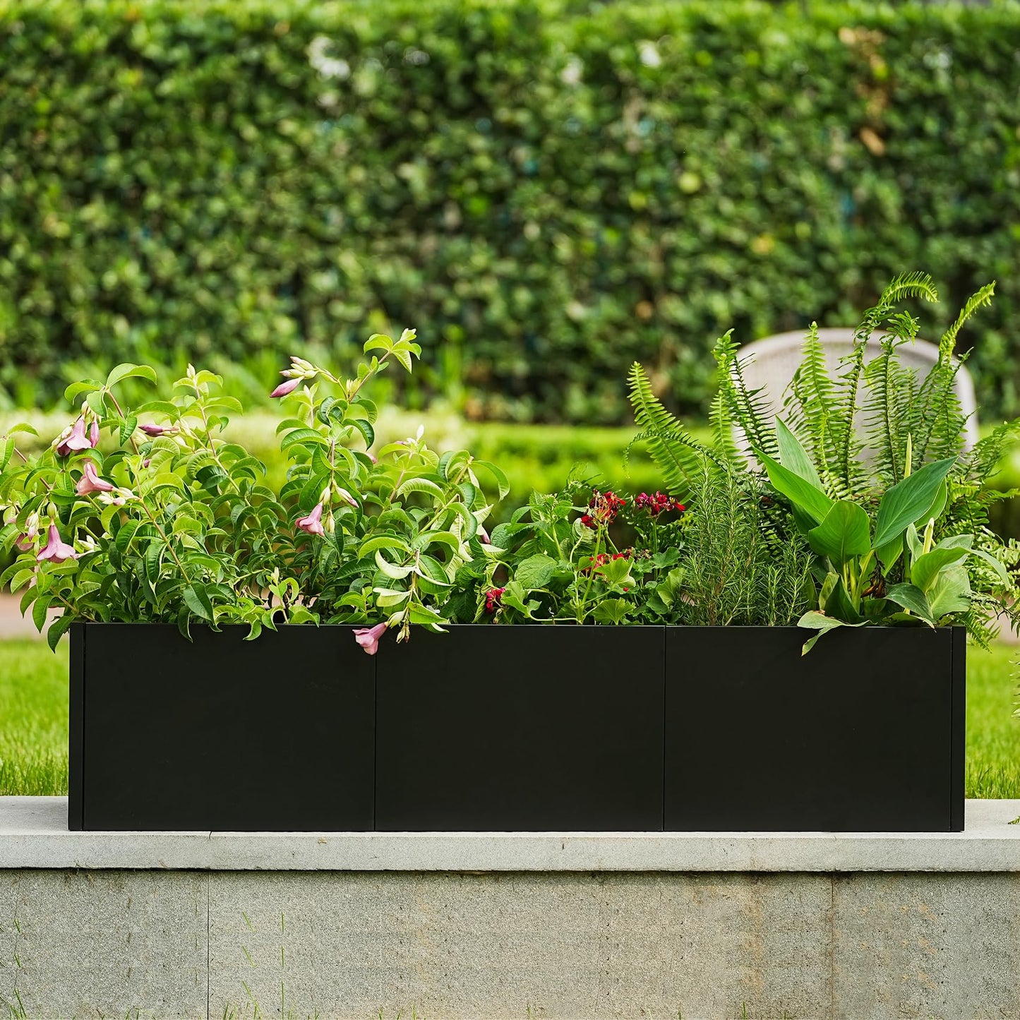 Garvee Large Metal Planter Box for Outdoor Plants, 51"X18"X12" Heavy Duty Steel Rectangular Planter with Snap-on Assembly, Open Base Design (No Bottom), for Garden Patio Yard