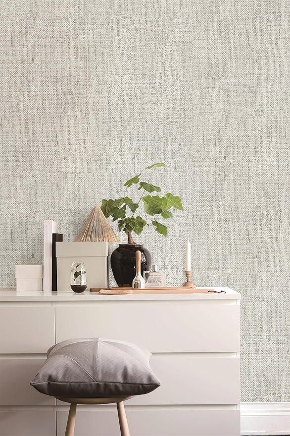 Grasscloth Peel and Stick Wallpaper Beige and Gray Contact Paper 15.7inch x