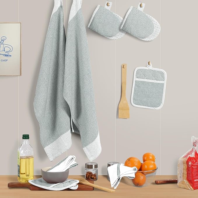 Casa Platino 8-Piece Mini Oven Mitt & Pot Holder Set – 500°F Heat Resistant