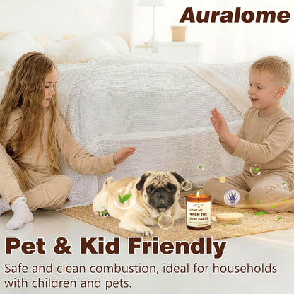 Auralome Candle Gifts for Women - Dog Mom Candles Lavender Light Me When The Dog Farts Pet Friendly Safe Scented Candle Themed Gifts Soy Wax Present Idea Funny for Pet Lovers Home Decor