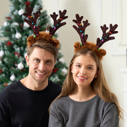 JOYIN 4 PCS Christmas Light Up Antler Headband, Long Antler Headband for Adult Kids Christmas Party Favor Supplies Xmas Accessories Holiday.