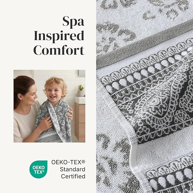Modern Threads Ophelia 6-Piece 100% Cotton Towel Set – Reversible Yarn Dyed
