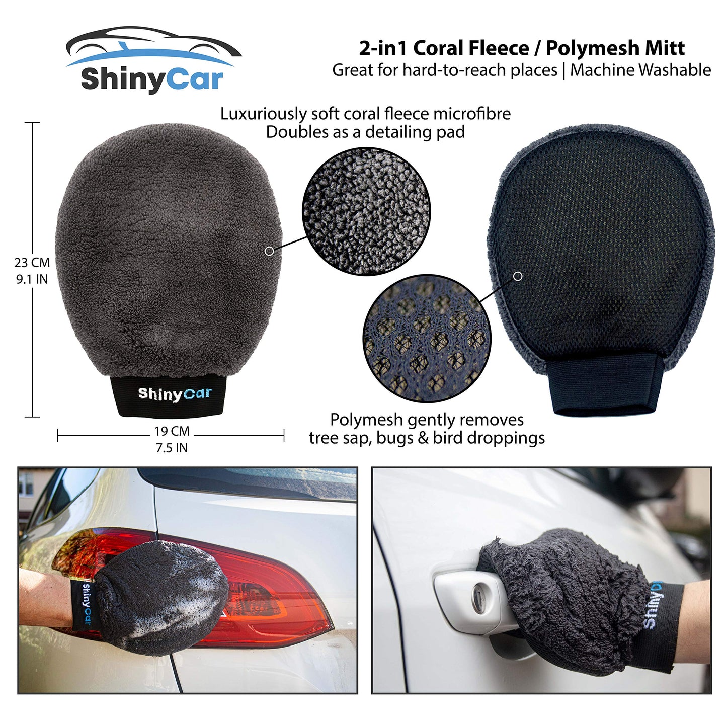 ShinyCar® UK: Premium Car Cleaning Kit with Bag - Professional Washing & Detailing Set, Includes Wash Mitts, A Game-Changing Microfibre Drying Towel, Waffle Cloths & Trio Of Brushes For A Deep Clean