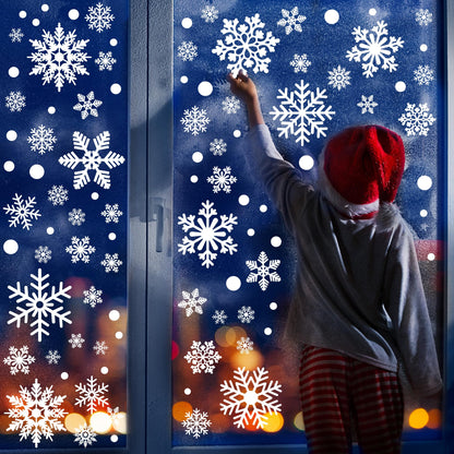 116PCS Christmas Decorations, 9 Sheets Christmas Window Clings, Snowflake Window Clings Decals, Double Sided Xmas Snowflake Decal Stickers for Winter Holiday Home Indoor Decorations Decor Supplies