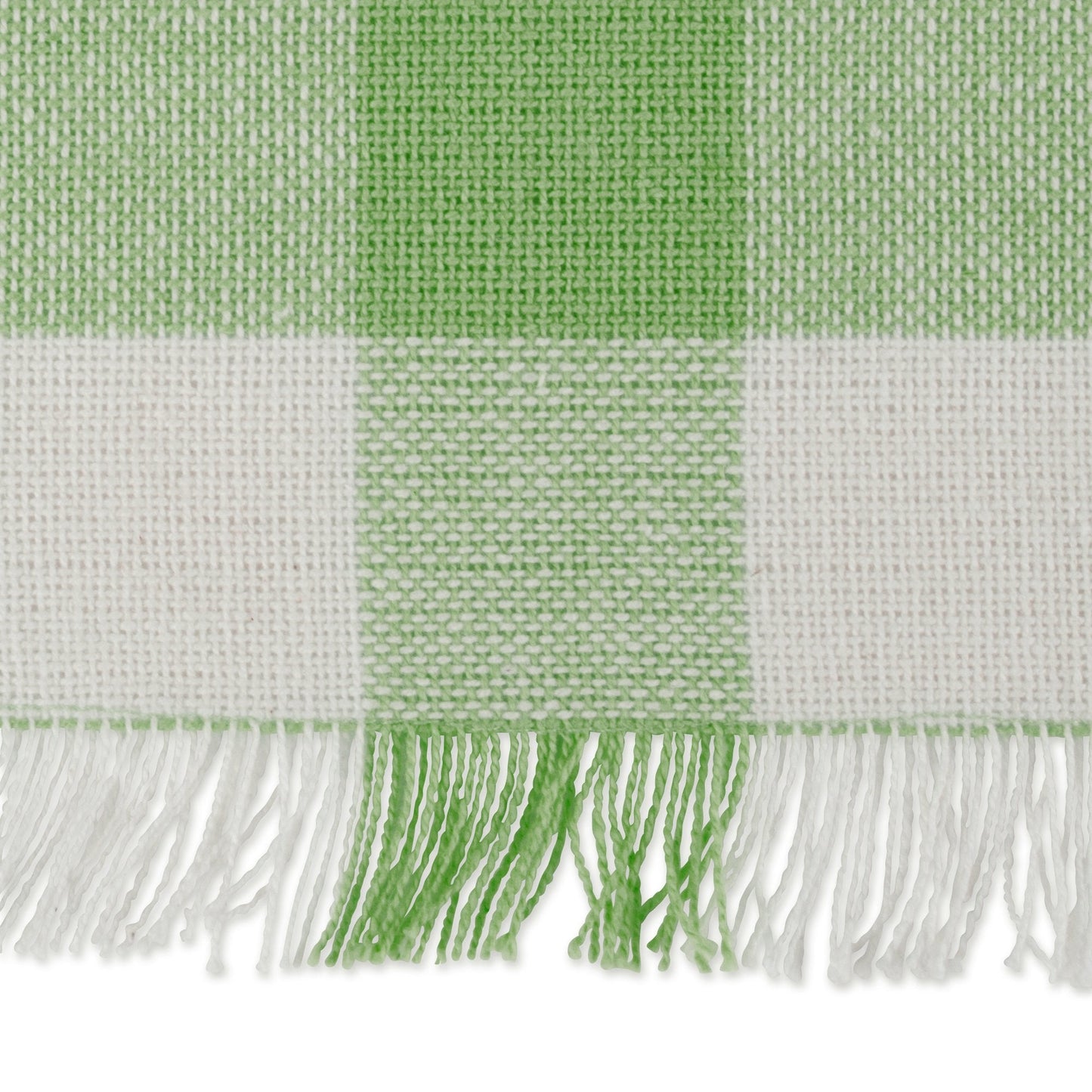 DII Heavyweight Fringed Check Tabletop Collection, Placemat Set, 13x19, Bright Green, 6 Piece