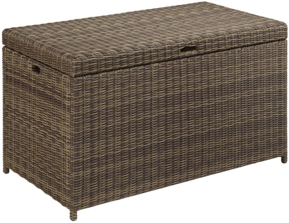 Crosley Furniture Bradenton Wicker Outdoor Storage Box for Patio Furniture Cushions, Pool Floats, Garden Tools, Brown