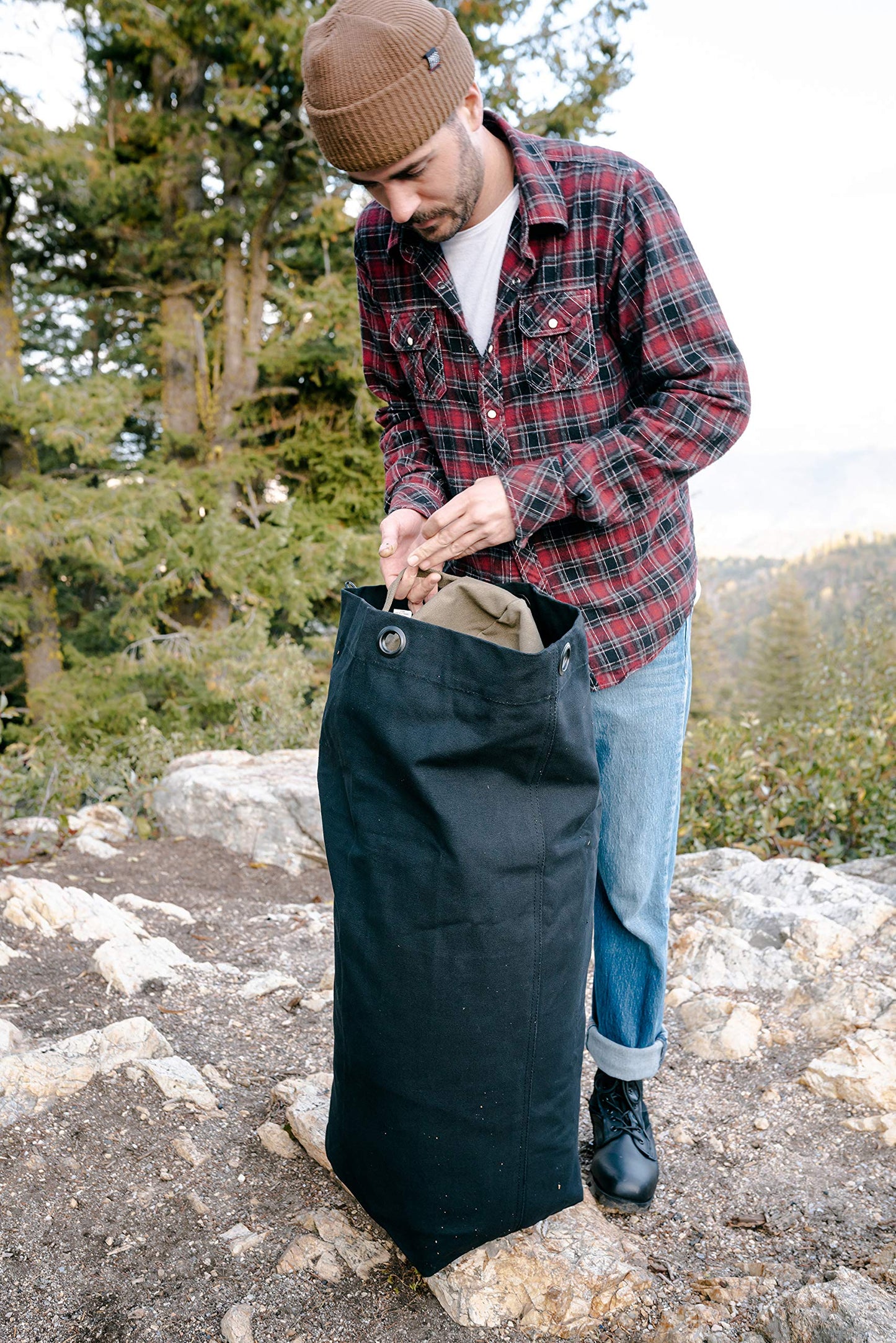 Stansport Top Load Canvas Deluxe Duffel Bag - Black (1206) 50" X 14.5" X 14.5"