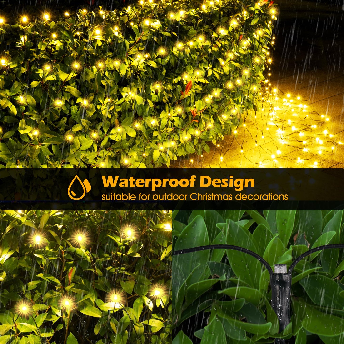BlcTec Christmas Net Lights, 200 LED 8.4ft x 5.2ft Outdoor Christmas Lights with 8 Modes, Timer, Connectable, Waterproof Design for Trees, Bushes, Shrubs Outdoor Christmas Decorations, Warm White