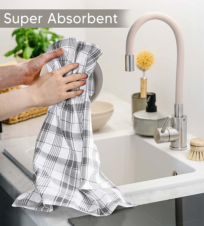 Utopia Towels Grey & White Dish Towels 100% Ring Spun Cotton Highly Absorbent &