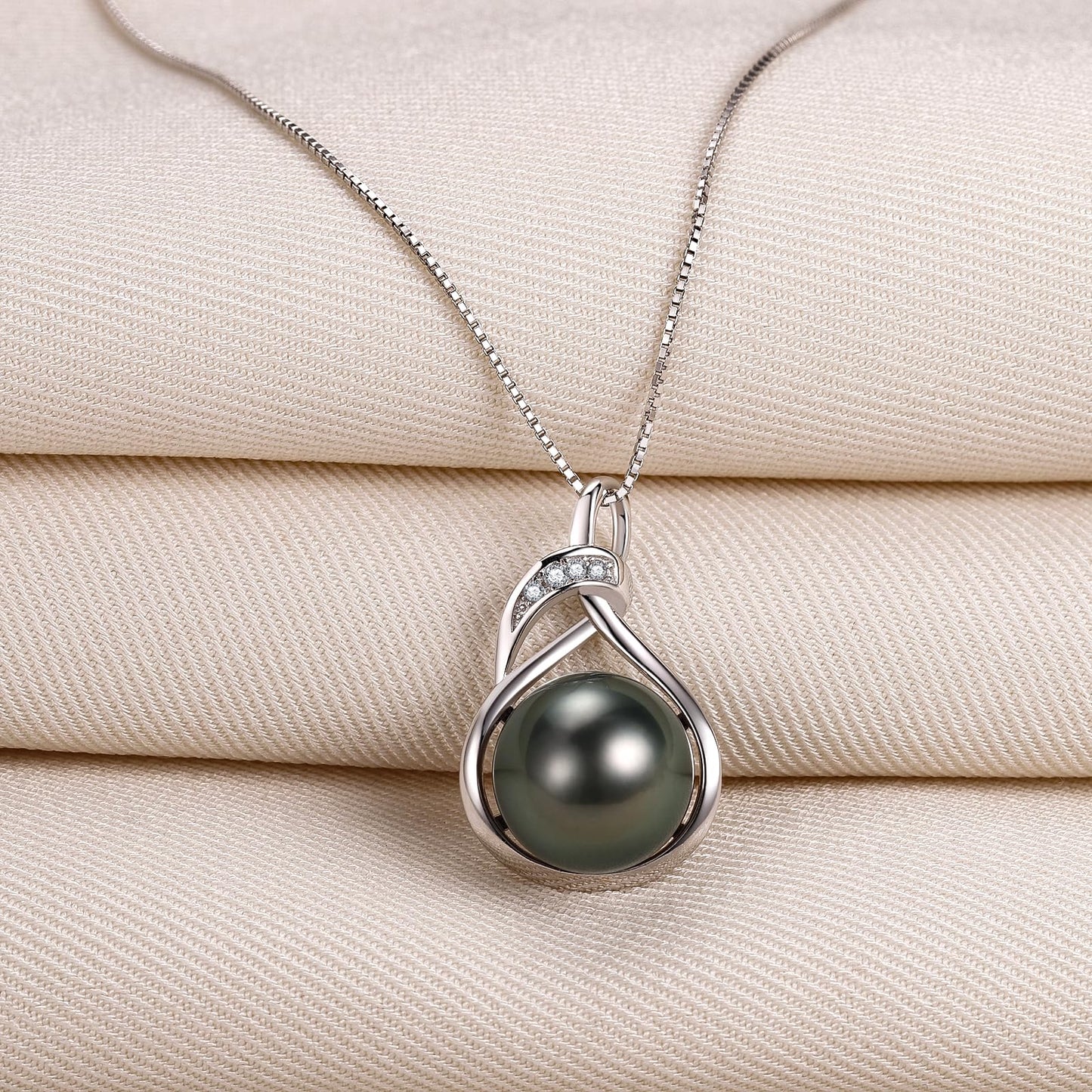 Kraidoey Genuine Tahitian Black Pearl Necklace - GIA Certified 11-12mm Cultured Pearl, 925 Sterling Silver 18K Gold Plated, Adjustable 18"-20"- Gifts for Women Wife Anniversary Birthday Christmas