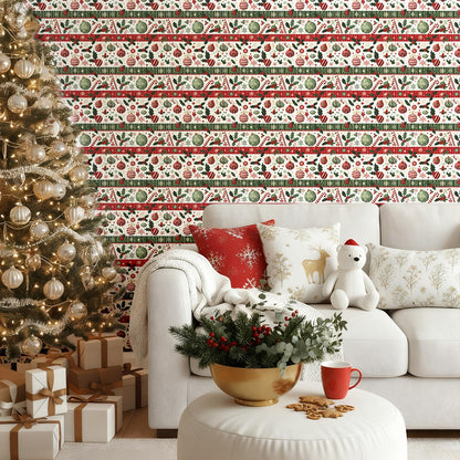 Kitico Christmas Peel and Stick Wallpaper Roll – Self Adhesive Decorative Wall Paper & Christmas Wrapping Paper 17.3"x196.8"