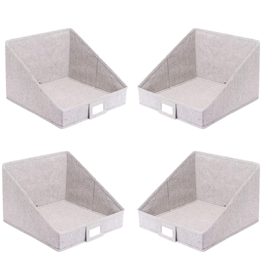 Internet's Best Open Cloth Storage Bin - Closet Shelf Storage Box - Organize Sheets Blankets Towels Sweaters Scarfs - Grey (4 Pack)