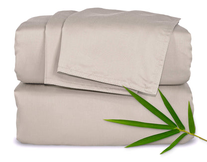 Pure Bamboo King Sheets, Genuine 100% Organic Viscose Derived from Bamboo Bed Sheet Set, Luxuriously Soft & Cooling, Double Stitching, 2 Year Quality Promise (King, Sand)