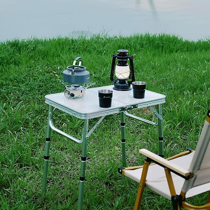 Yriuat Folding Camping Table 2ft Portable Picnic Table Adjustable Height Small
