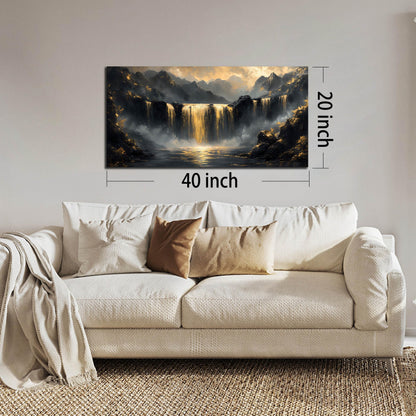 HUBOSKN Waterfall Canvas Wall Art for Living Room - Mountain Art Wall Decor for Office - Modern Wall Art for Bedroom Size 20" x 40"