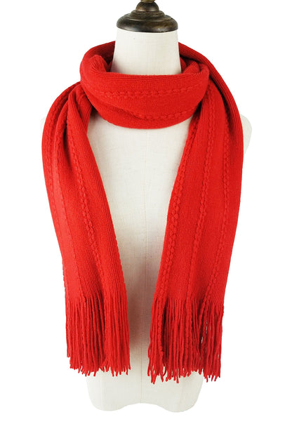 BRUCERIVER Women's Knit Scarf & Glove Set Cashmere Feel and Cable Design (Red Touchscreen)