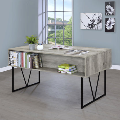 Coaster Home Furnishings Analiese Rustic 63-Inch 4-Drawer Home Office Computer Writing Desk Study Table with Storage Engineered Eco-Friendly Wood Look Laminate Sturdy Steel Grey Driftwood 801999