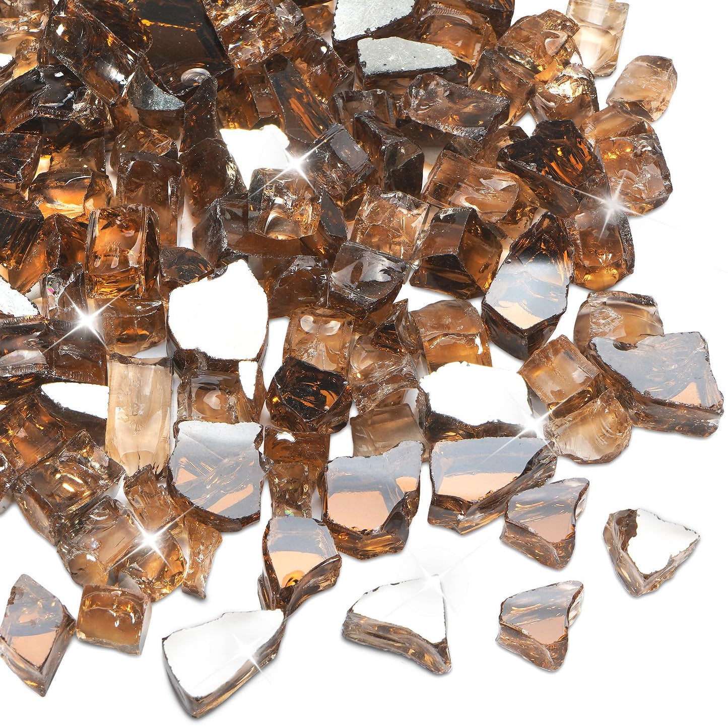 vchin Fire Pit Glass Rocks 20 Pounds, Copper Fire Glass for Propane Fire Pit, Fireplace and Outdoor Decorative. 1/4 Inch Reflective Fire Glass Beads