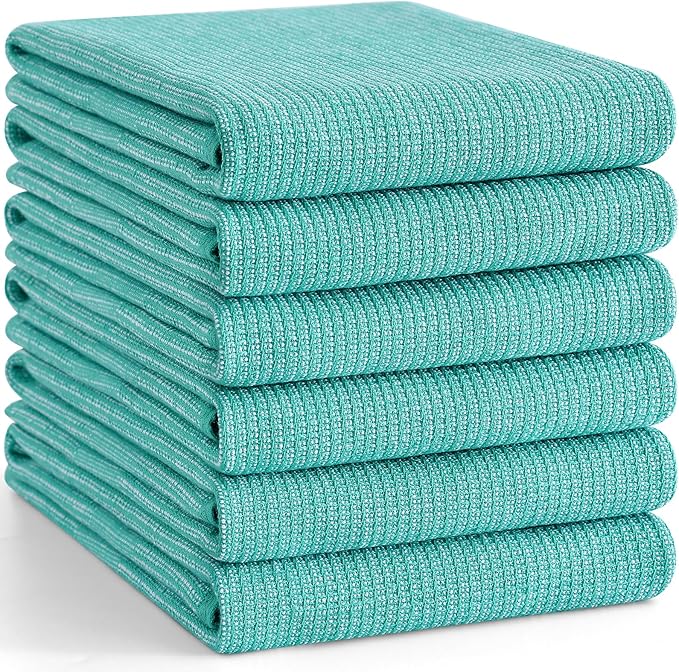 Homaxy Premium Kitchen Towels, Large Cotton Kitchen Hand Towels, Flat and Terry