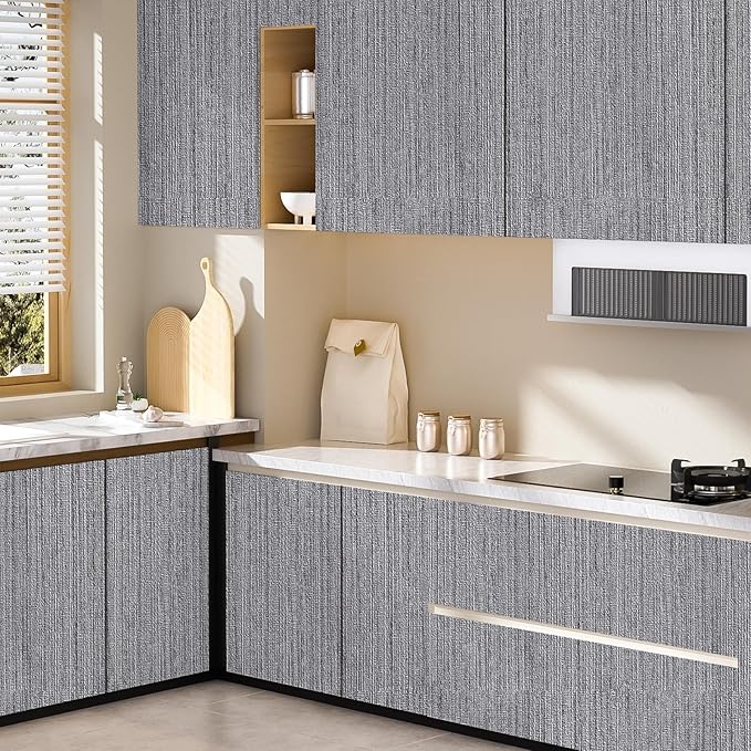 Grasscloth Peel and Stick Wallpaper Faux Weave Grey Contact Paper Modern