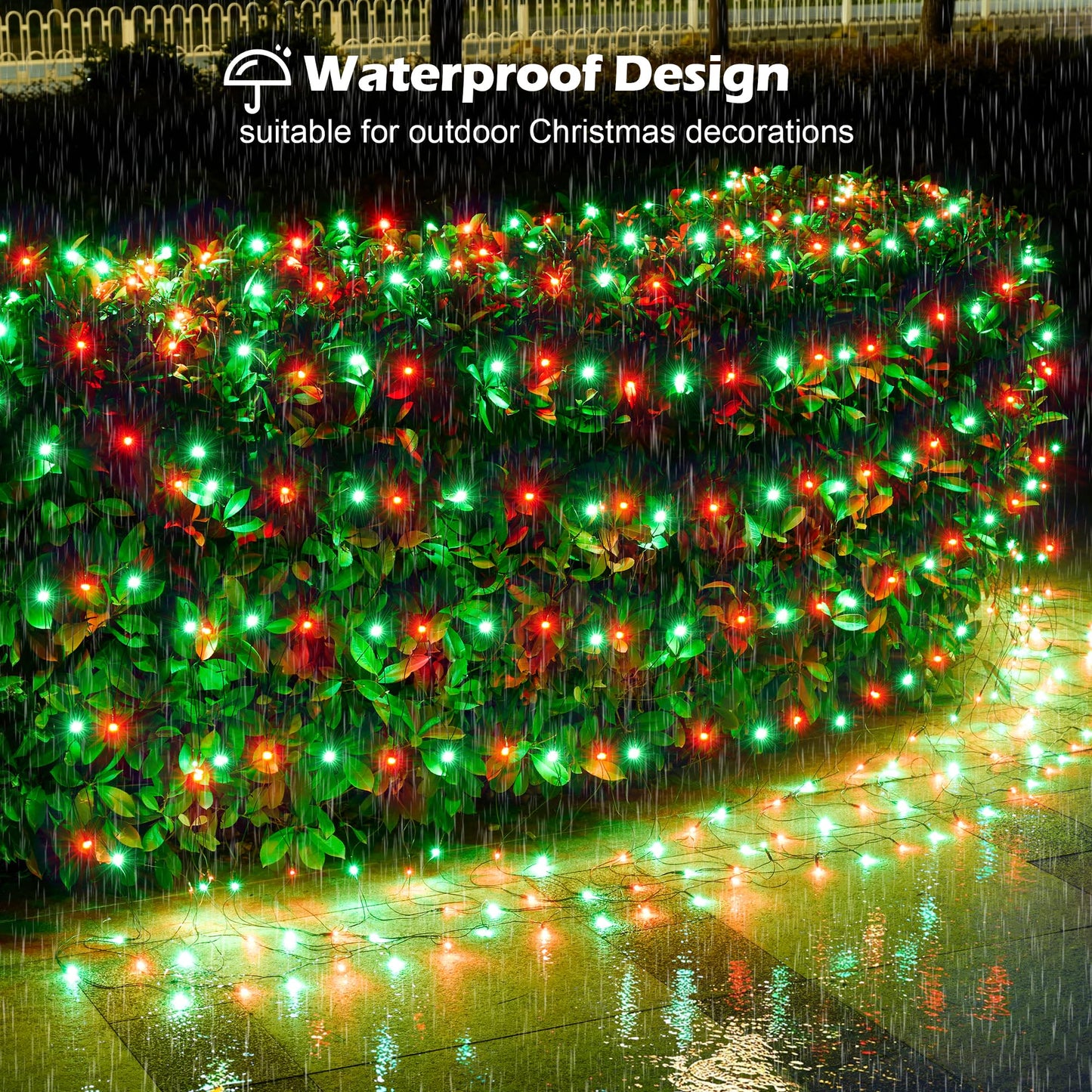 BlcTec Outdoor Christmas Lights 200 LED 8.4ft x 5.2ft Christmas Net Lights with 8 Modes, UL Certified, Timer, Connectable, Waterproof for Trees, Bushes, Yard Outdoor Holiday Decorations, Red Green