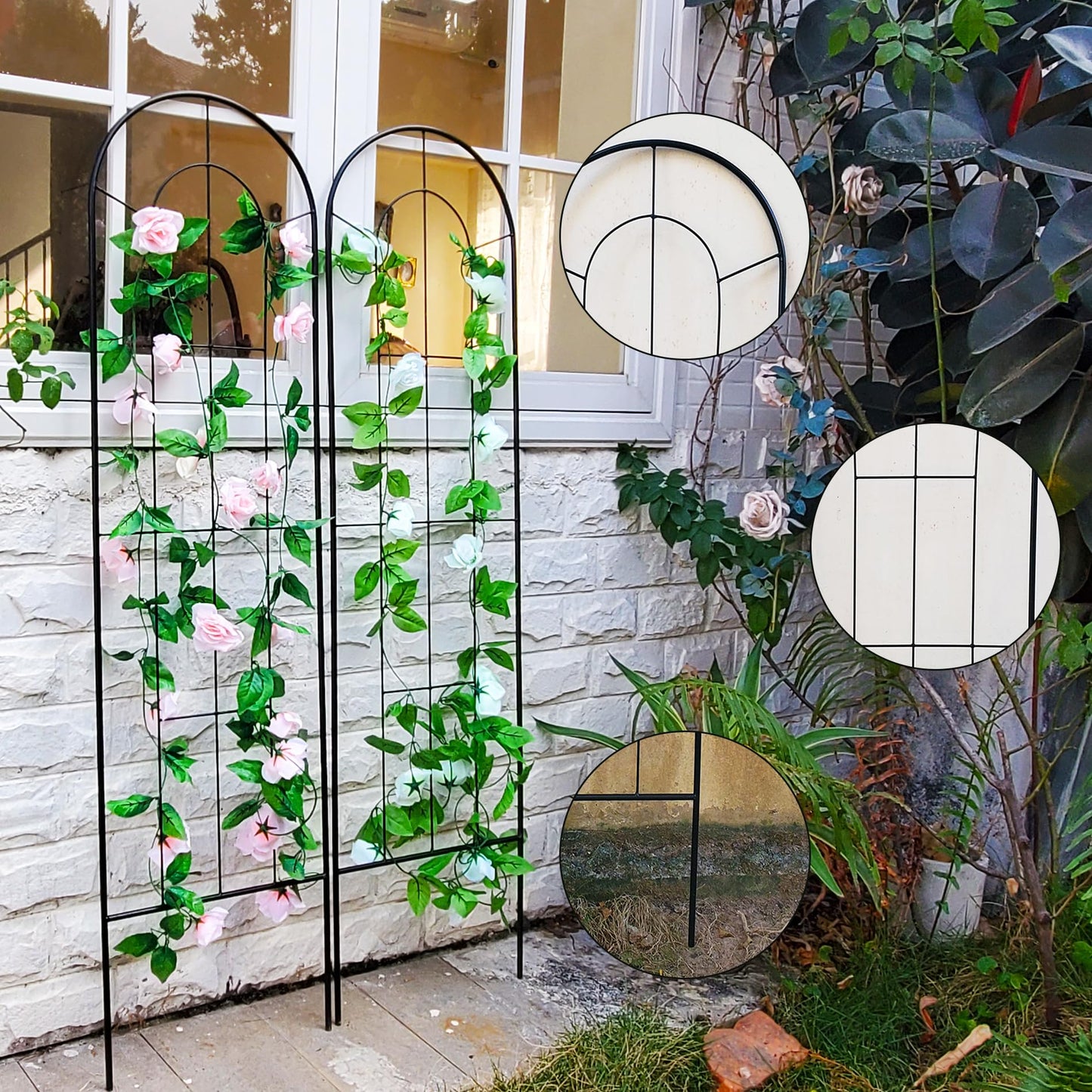 SCENDOR 2 Pack Black Garden Trellis for Climbing Plants 59" H x 15.9" W Iron Plant Support Climbing Vines and Flowers Stands Vegetables Patio Metal Lattices Garden Addition Outdoor